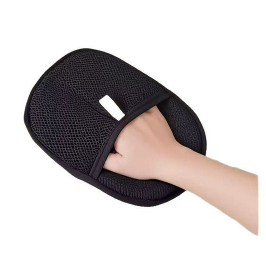 Black FurSwipe mitt with hand pocket and wrist strap